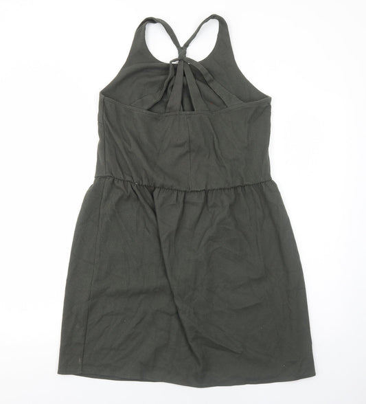 Etam Womens Green Polyester Tank Dress Size L Round Neck Pullover