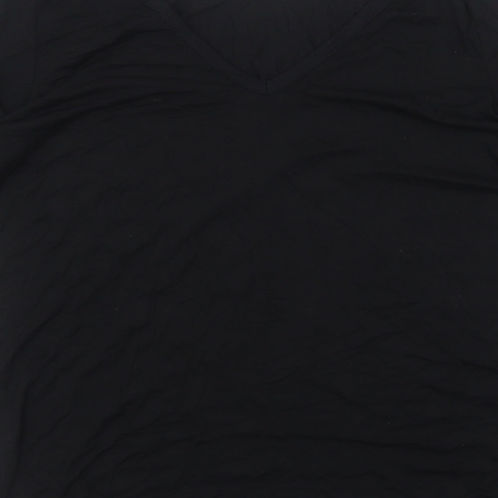 F&F Womens Black Viscose Basic Blouse Size 10 Round Neck