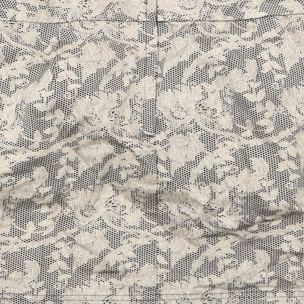 JSFN Womens Brown Floral Cotton A-Line Skirt Size 10 Zip