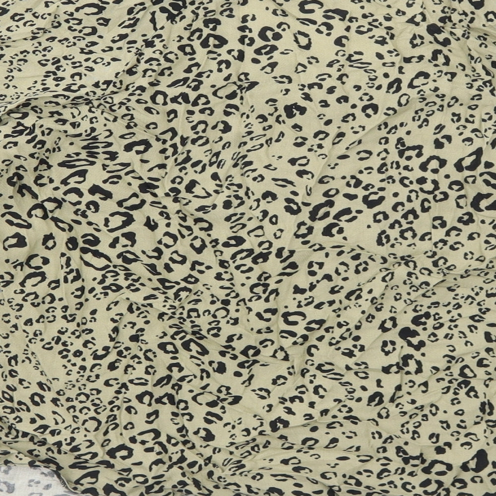 Papaya Womens Beige Animal Print Viscose Basic Blouse Size 12 V-Neck - Leopard Print