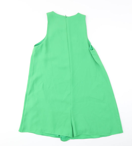 Zara Womens Green Polyester Playsuit One-Piece Size S Zip - Dress Overlay