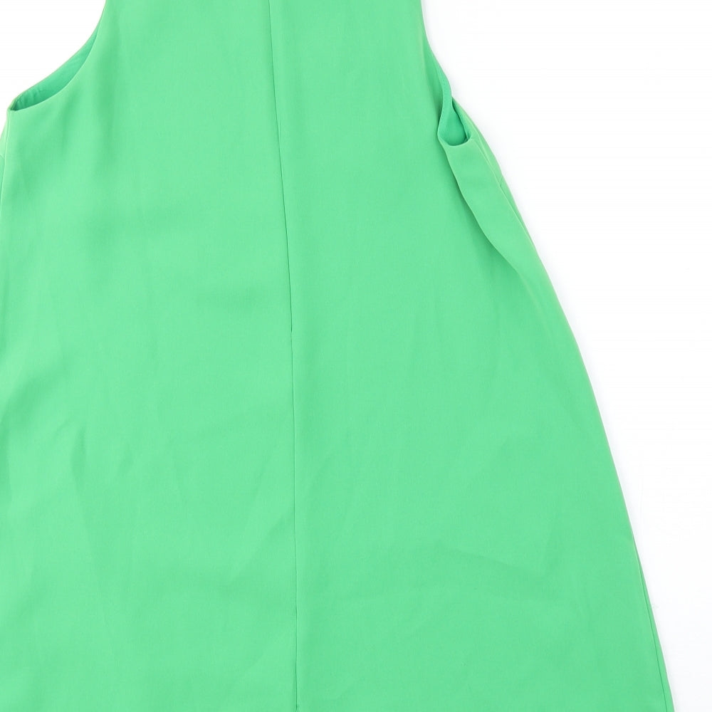 Zara Womens Green Polyester Playsuit One-Piece Size S Zip - Dress Overlay