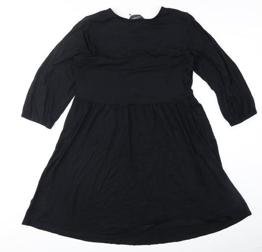 Marks and Spencer Womens Black Polyester Fit & Flare Size 12 V-Neck Pullover
