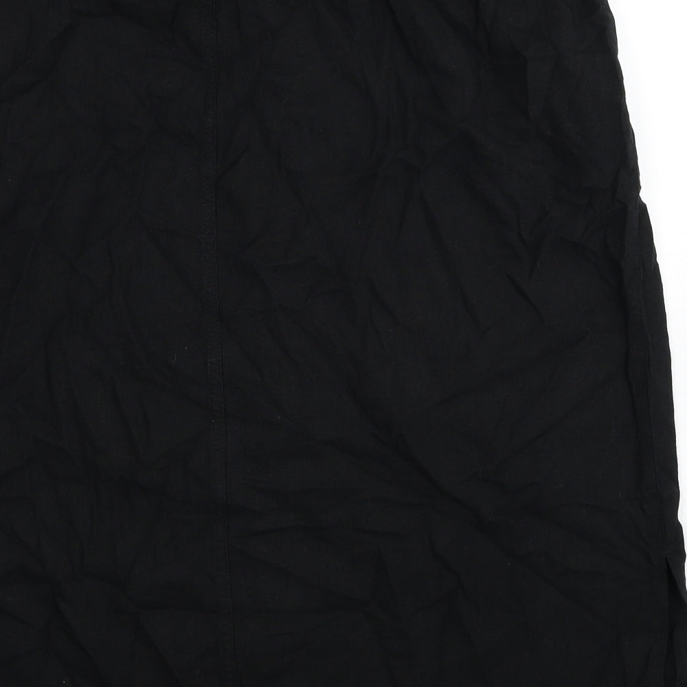 Marks and Spencer Womens Black Linen A-Line Skirt Size 24 Drawstring