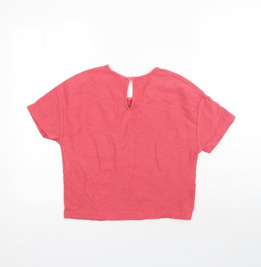 Great Plains Womens Pink Polyester Basic T-Shirt Size XS Round Neck