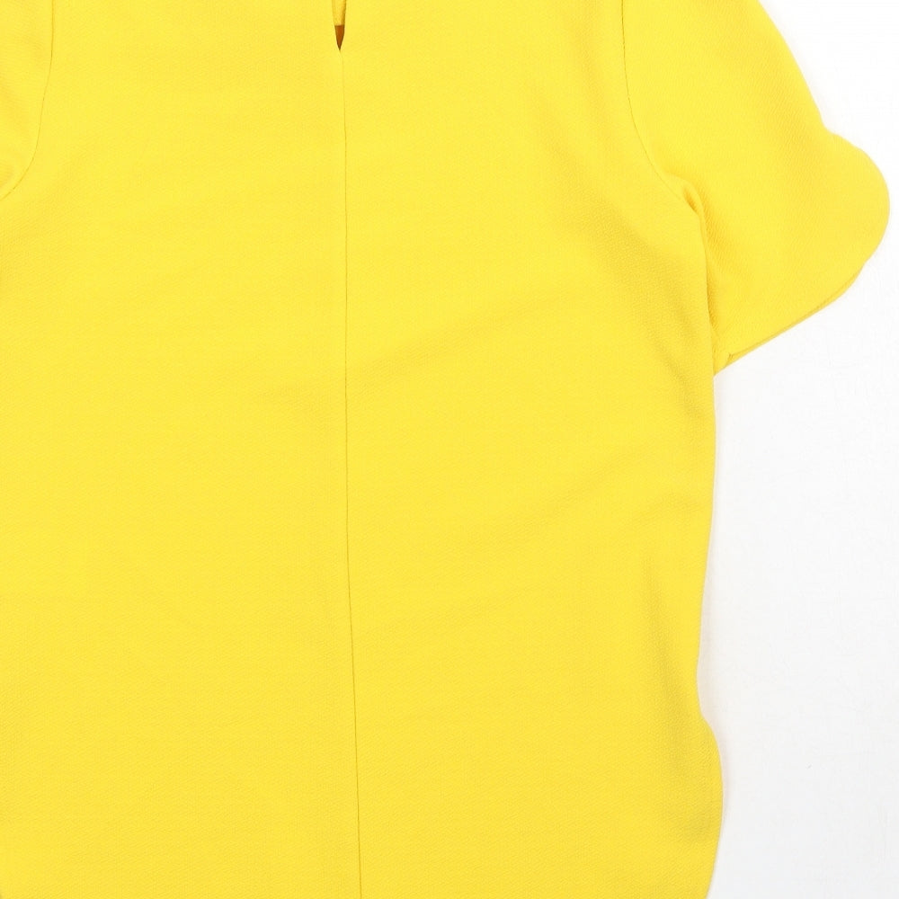 Womens UK Size 8 Warehouse Yellow Basic Blouse