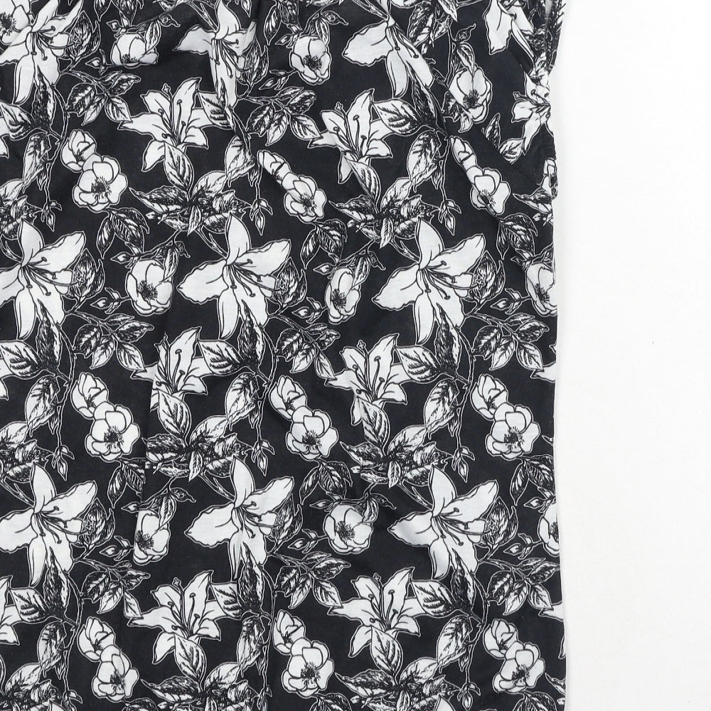 Originals Womens Black Floral Polyester Basic Blouse Size 14 Round Neck