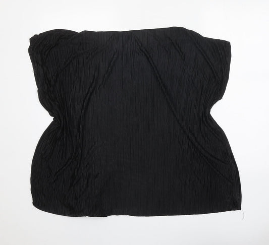 George Womens Black Polyester Basic Blouse Size 16 Boat Neck