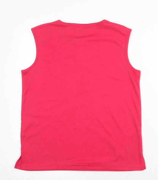 Bonmarché Womens Pink Polyester Basic Tank Size S Boat Neck