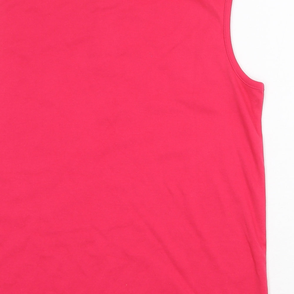 Bonmarché Womens Pink Polyester Basic Tank Size S Boat Neck