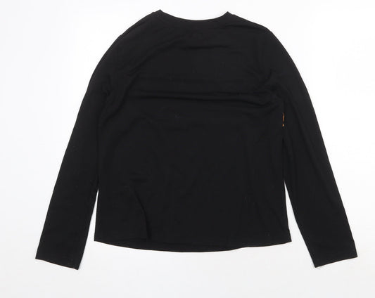 SheIn Womens Black Polyester Basic T-Shirt Size S Round Neck