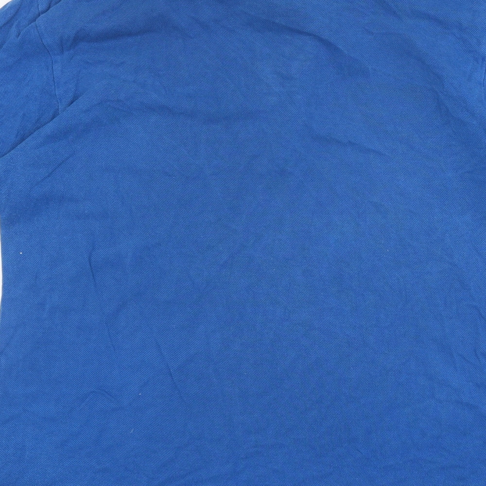 Marks and Spencer Mens Blue Cotton Polo Size M Collared Button