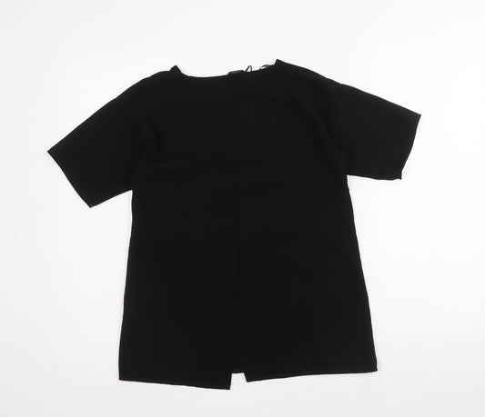 F&F Womens Black Polyester Basic T-Shirt Size 6 Round Neck