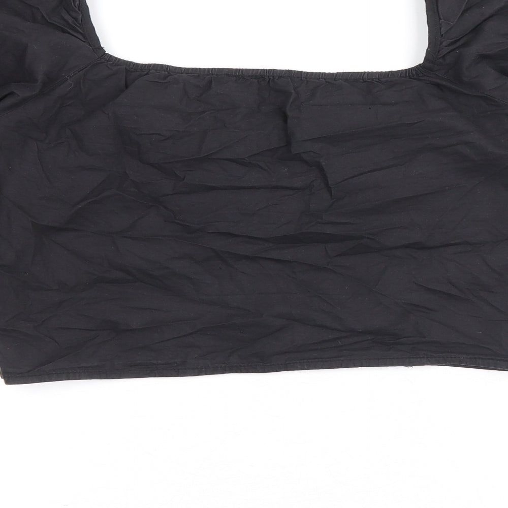 Womens UK Size 10 Nasty Gal Black Cropped Blouse