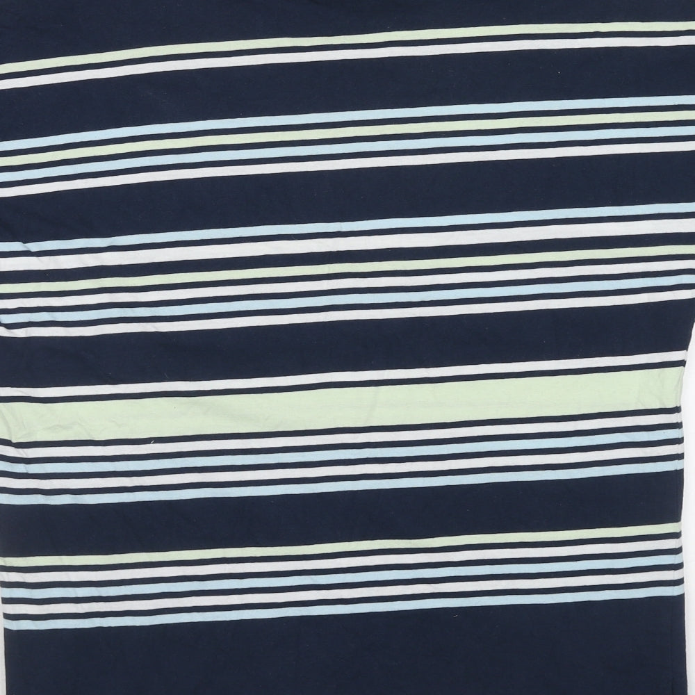 EWM Womens Multicoloured Striped Cotton Basic T-Shirt Size L Round Neck - Size - 18/20