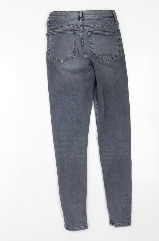 Topshop Womens Grey Cotton Skinny Jeans Size 25 in L32 in Regular Zip