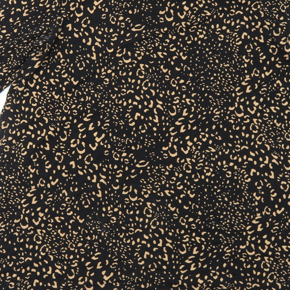 TU Womens Black Geometric Viscose A-Line Size 14 Round Neck Pullover