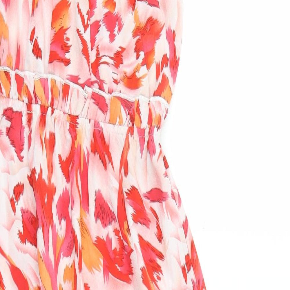 SheIn Womens Red Geometric Polyester Trapeze & Swing Size S One Shoulder Pullover