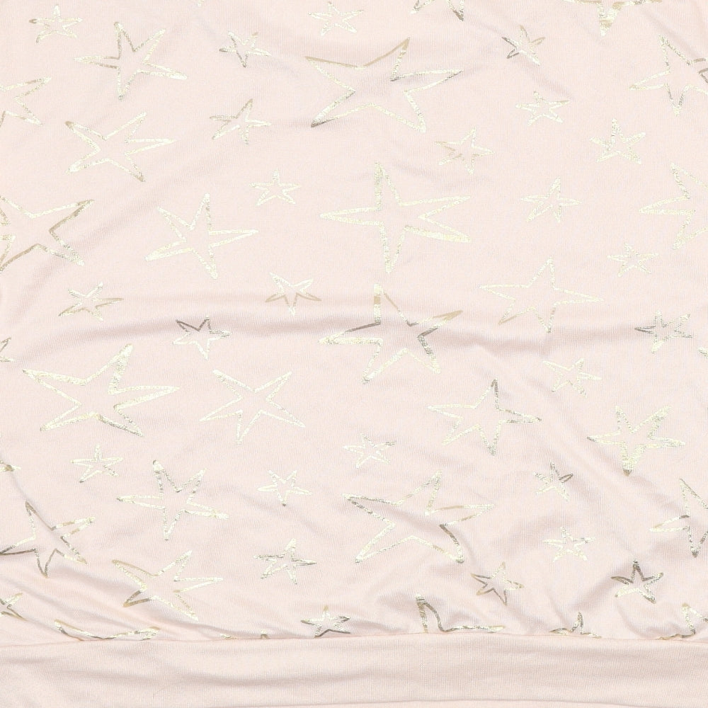 Nutmeg Womens Pink Scoop Neck Geometric Polyester Pullover Jumper Size 12 - Stars