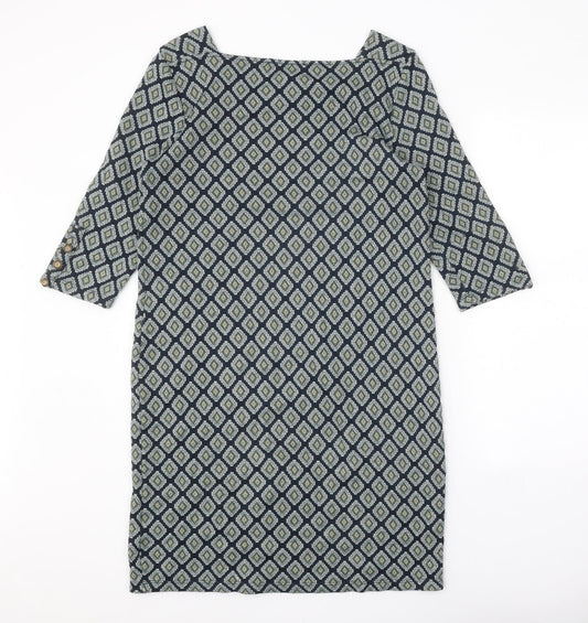 Marks and Spencer Womens Black Geometric Acrylic A-Line One Size Square Neck Pullover
