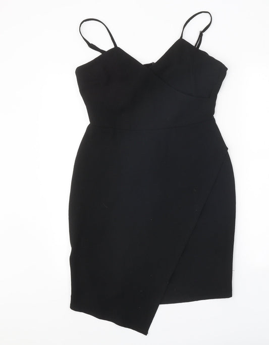 Code Pink Womens Black Polyester Bodycon One Size V-Neck Zip
