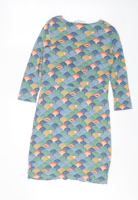 JoJo Maman Bébé Womens Multicoloured Geometric Viscose A-Line Size M V-Neck Pullover