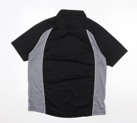 Super Shirts Mens Black Polyester Polo Size S Collared Button - New Zealand