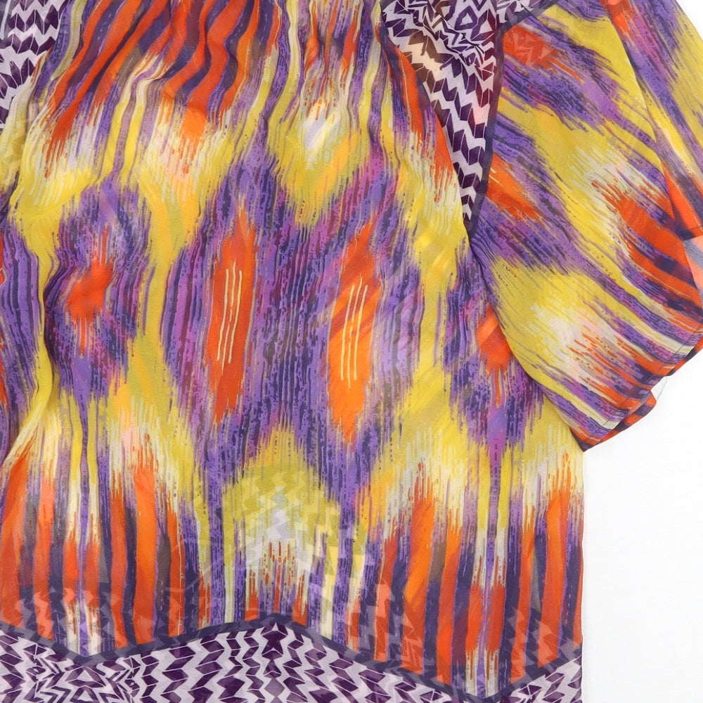 Atmosphere Womens Multicoloured Geometric Polyester A-Line Size 12 V-Neck Pullover