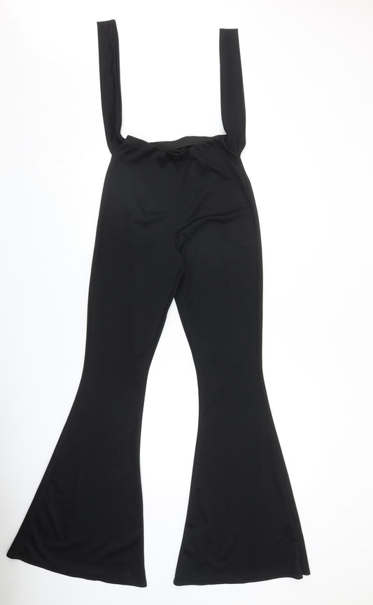 PRETTYLITTLETHING Womens Black Polyester Dungaree One-Piece Size 8 Pullover