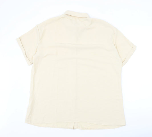 Womens UK Size XL Preworn Beige Basic Button-Up