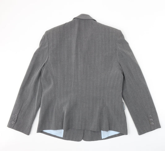 Marks and Spencer Womens Grey Striped Polyester Jacket Suit Jacket Size 16