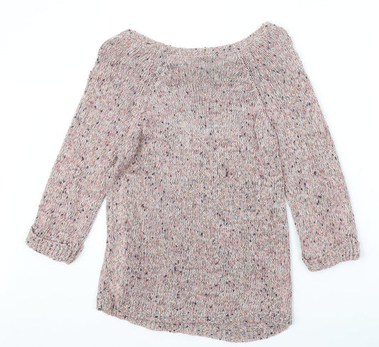 BHS Womens Multicoloured Boat Neck Cotton Pullover Jumper Size 10