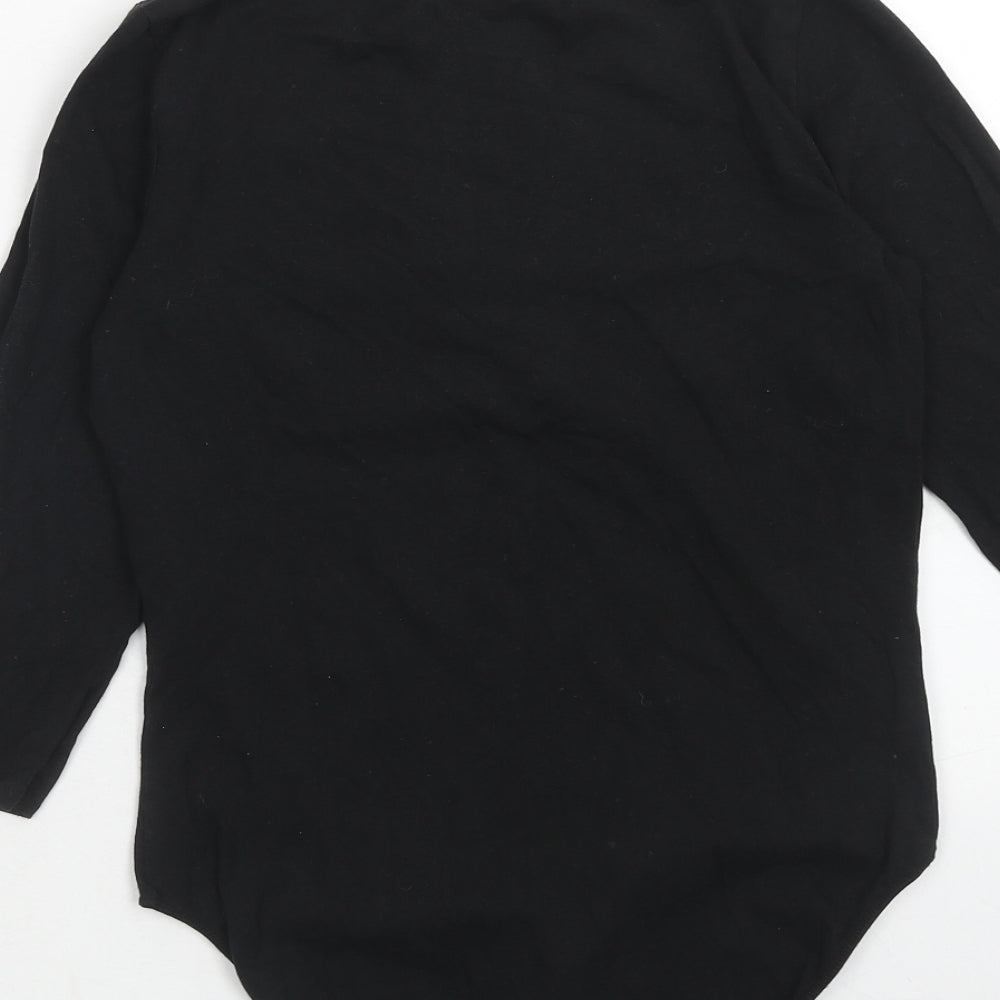 H&M Womens Black Cotton Bodysuit One-Piece Size M Snap