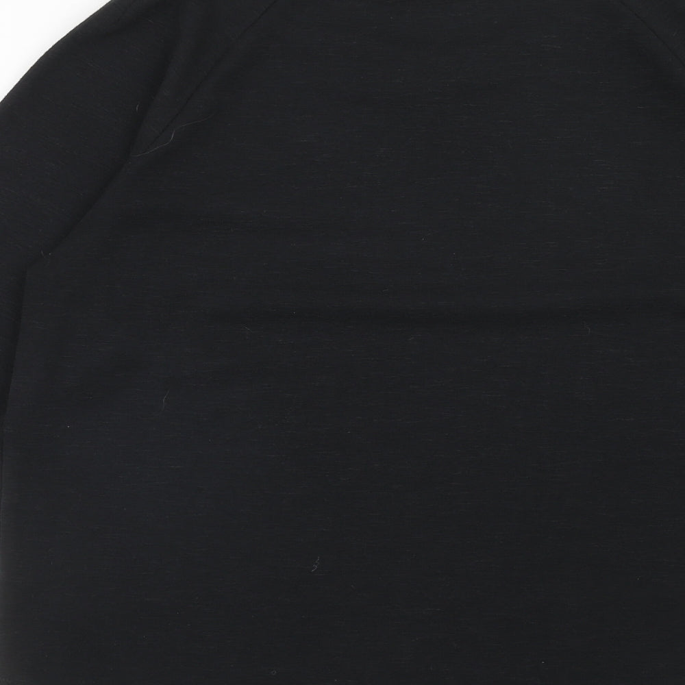 Nutmeg Womens Black Polyester Basic T-Shirt Size 12 Round Neck