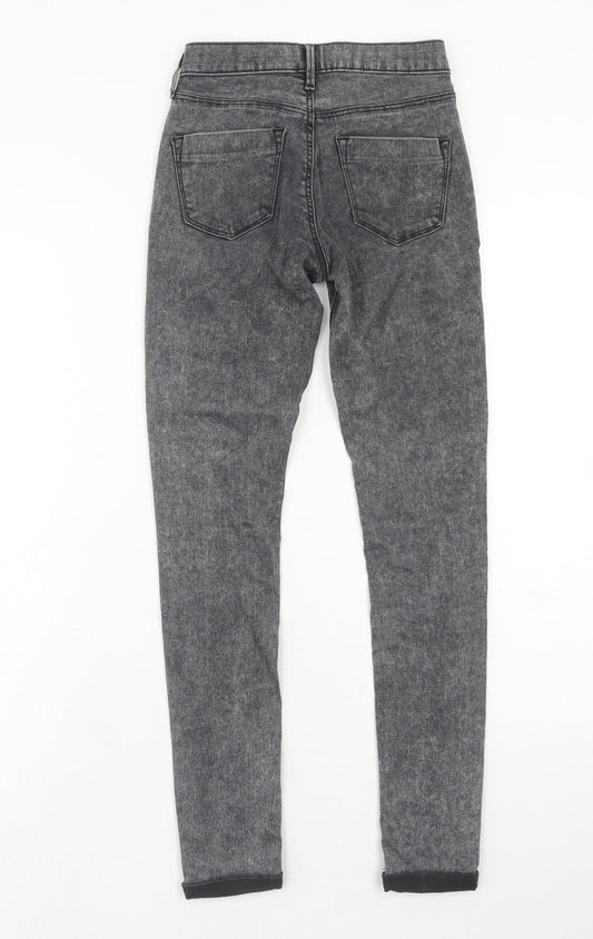 Topshop Womens Grey Cotton Skinny Jeans Size 24 L28 in Regular Zip
