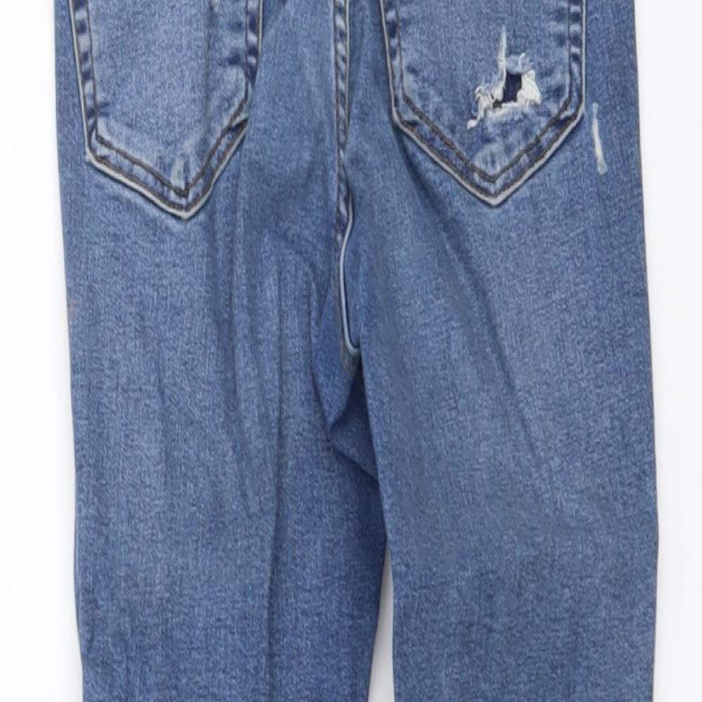 Topshop Womens Blue Cotton Skinny Jeans Size 23 in L26 in Regular Button