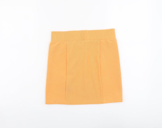 H&M Womens Orange Polyester Mini Skirt Size 10