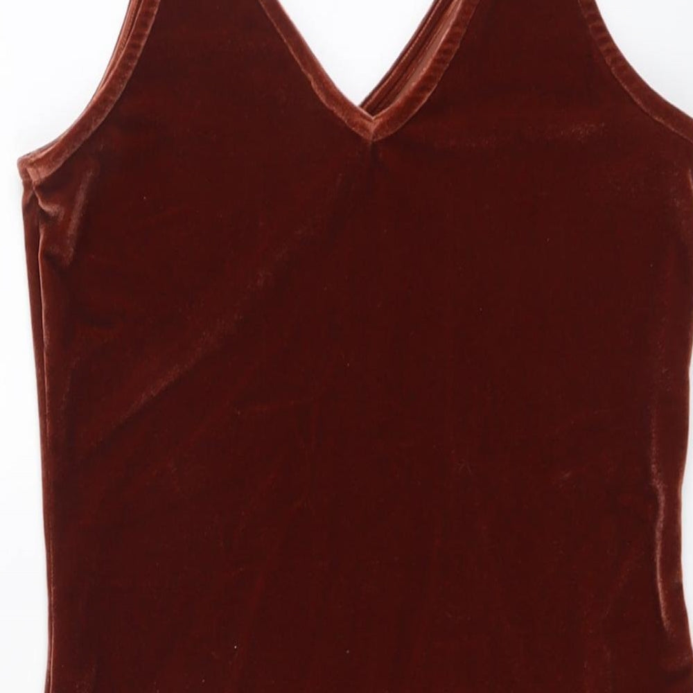 River Island Womens Brown Polyester Bodysuit One-Piece Size 10 Snap