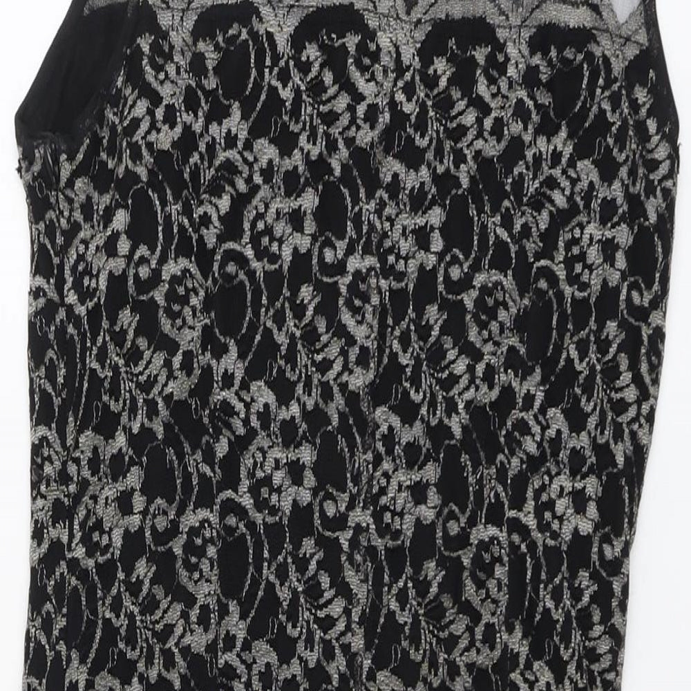 Debenhams Womens Black Geometric Nylon A-Line Size 12 Round Neck Pullover