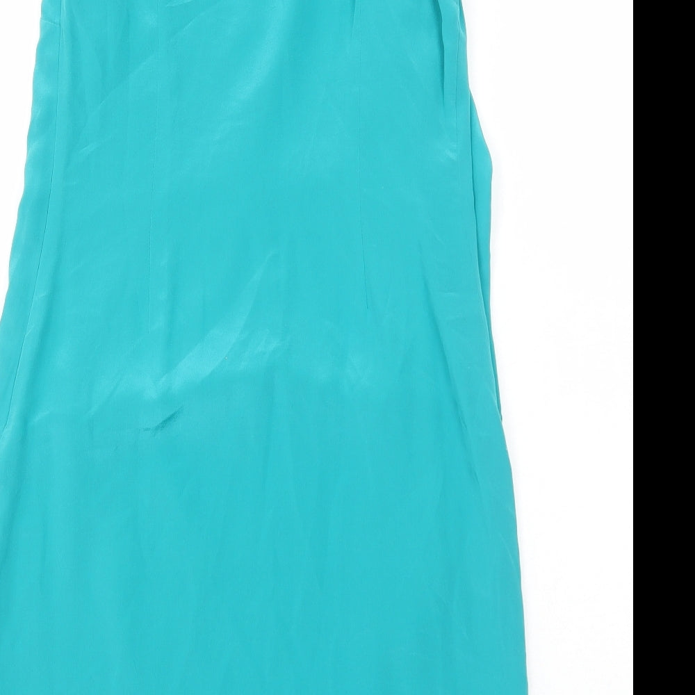 Oasis Womens Blue Polyester A-Line Size 10 One Shoulder Zip