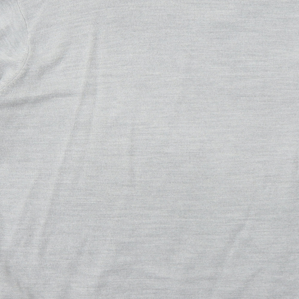 Marks and Spencer Mens Grey V-Neck Acrylic Pullover Jumper Size L Long Sleeve