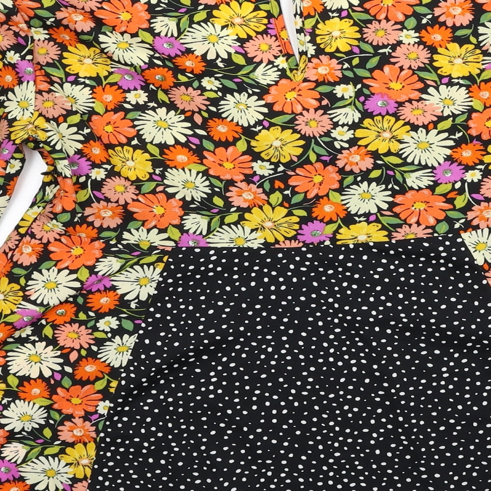 Boohoo Womens Multicoloured Floral Polyester Basic Blouse Size 10 V-Neck