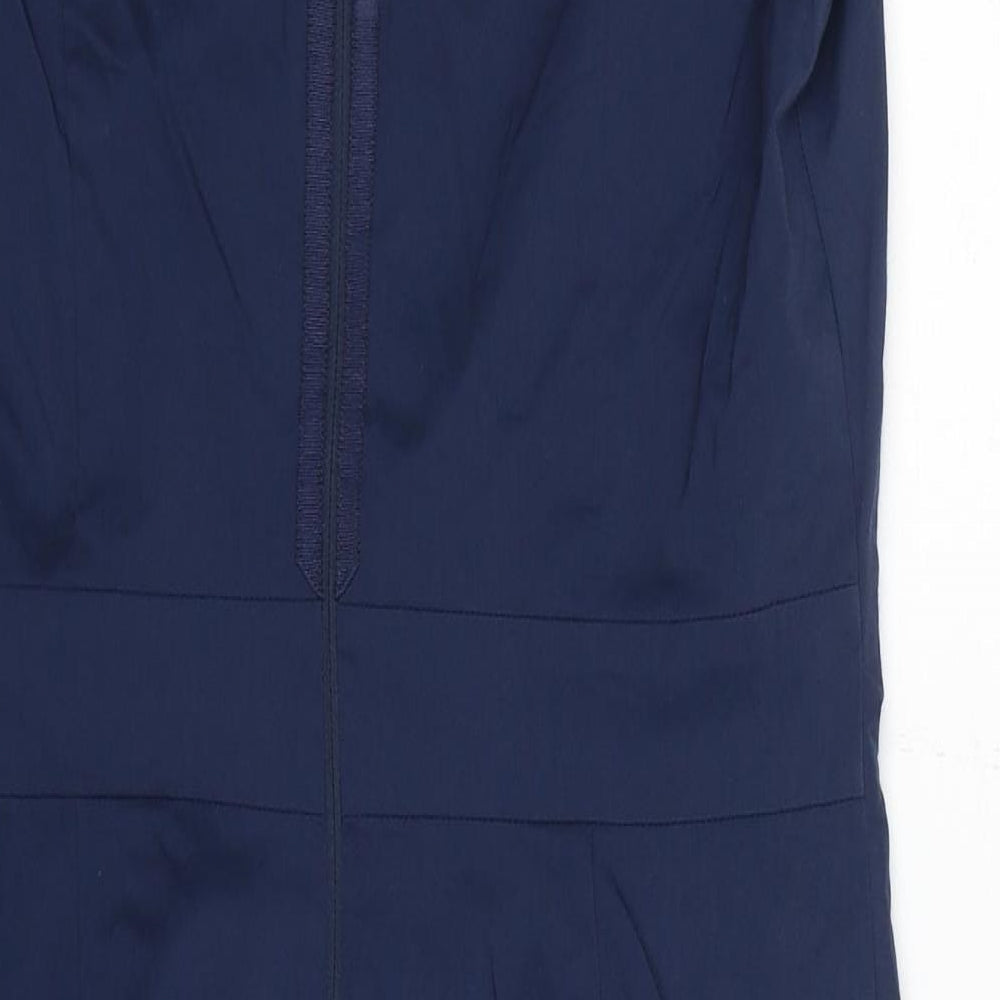 Coast Womens Blue Cotton A-Line Size 12 V-Neck Zip