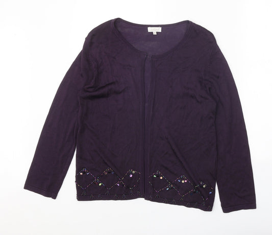 Womens UK Size 14 Lakeland Purple Cardigan Jumper