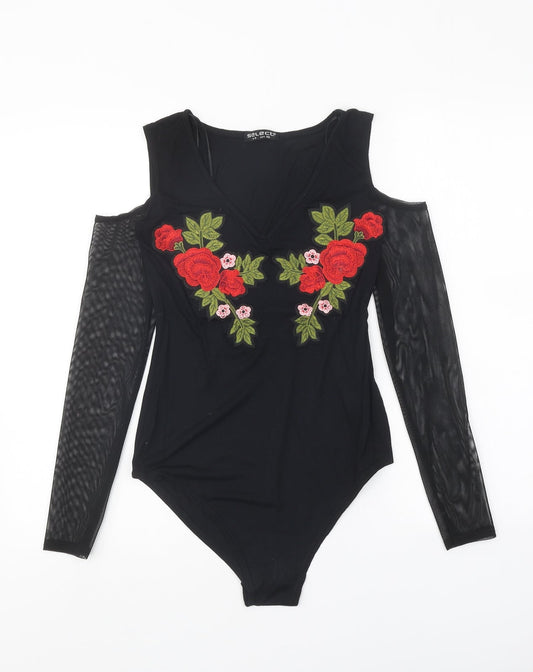 Womens UK Size 8 Select One-Piece Black Bodysuit