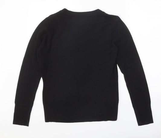 George Womens Black Scoop Neck Acrylic Pullover Jumper Size 16