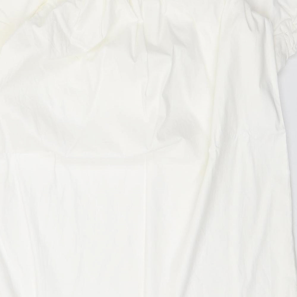 Primark Womens White 100% Cotton A-Line Size 12 Square Neck Pullover