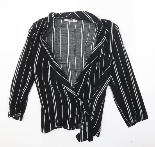 Womens UK Size S Pull&Bear Black Wrap Blouse