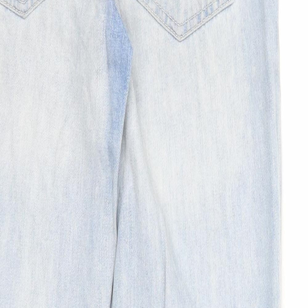 Mango Womens Blue Cotton Straight Jeans Size 4 Regular Zip