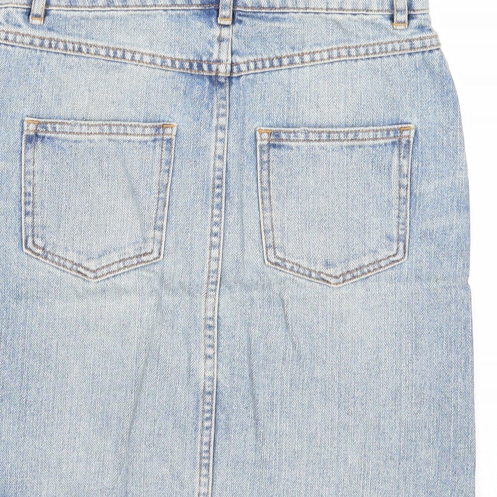 ASOS Womens Blue Cotton A-Line Skirt Size 4 Zip